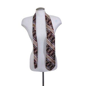 Vintage Pierre Cardin Creation Mens Neck Tie Gold Brown Printed